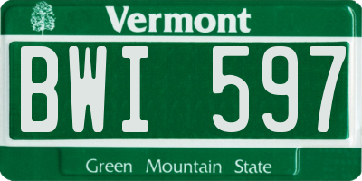 VT license plate BWI597