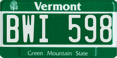 VT license plate BWI598
