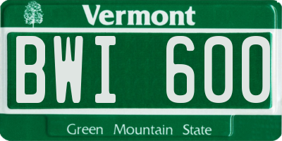 VT license plate BWI600
