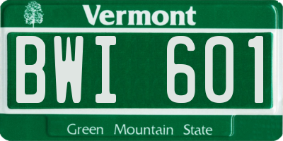 VT license plate BWI601