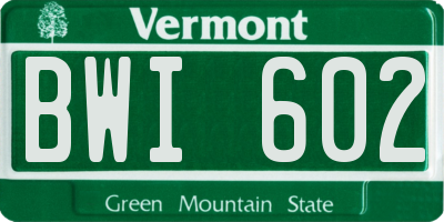 VT license plate BWI602
