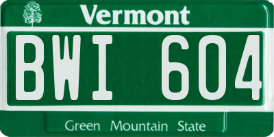 VT license plate BWI604