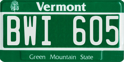 VT license plate BWI605