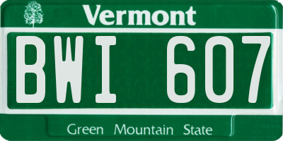 VT license plate BWI607