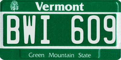 VT license plate BWI609