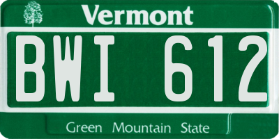 VT license plate BWI612