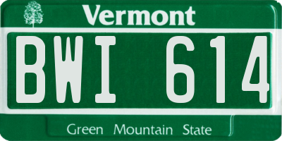 VT license plate BWI614