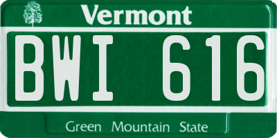 VT license plate BWI616