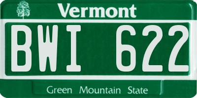 VT license plate BWI622