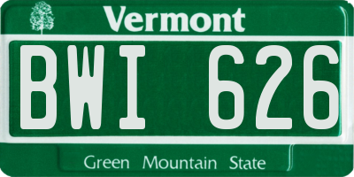 VT license plate BWI626