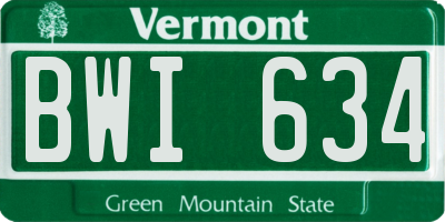 VT license plate BWI634