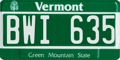 VT license plate BWI635