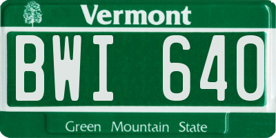 VT license plate BWI640
