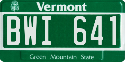 VT license plate BWI641