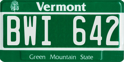 VT license plate BWI642
