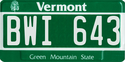 VT license plate BWI643