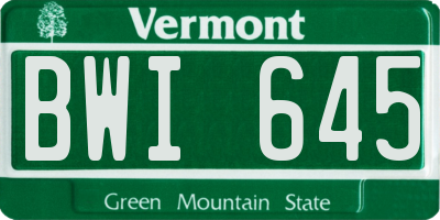 VT license plate BWI645
