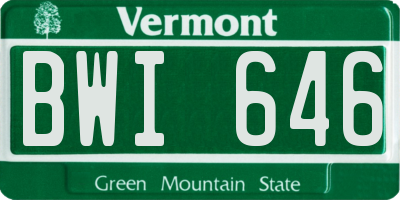 VT license plate BWI646