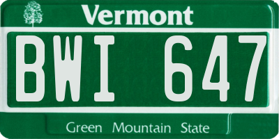 VT license plate BWI647
