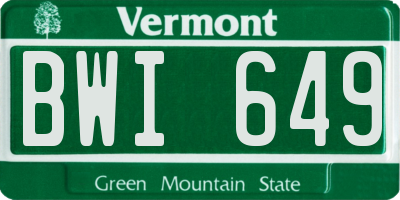 VT license plate BWI649