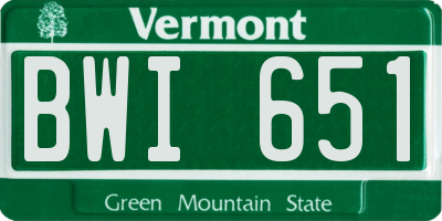 VT license plate BWI651