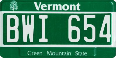 VT license plate BWI654