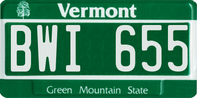 VT license plate BWI655