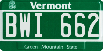 VT license plate BWI662