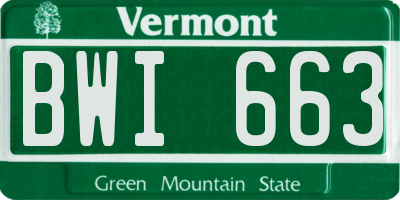 VT license plate BWI663