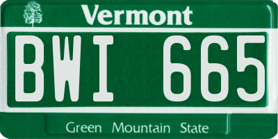 VT license plate BWI665