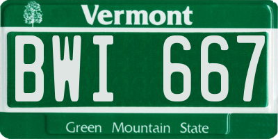 VT license plate BWI667