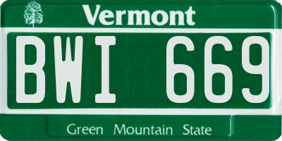 VT license plate BWI669