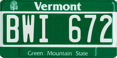 VT license plate BWI672