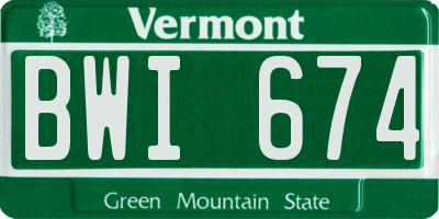 VT license plate BWI674