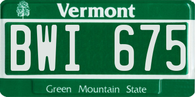 VT license plate BWI675