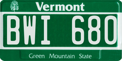 VT license plate BWI680