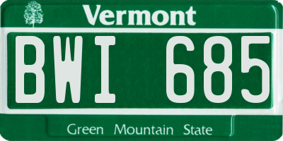 VT license plate BWI685
