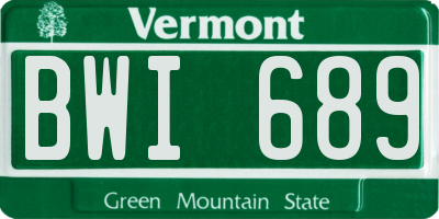 VT license plate BWI689