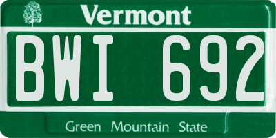 VT license plate BWI692