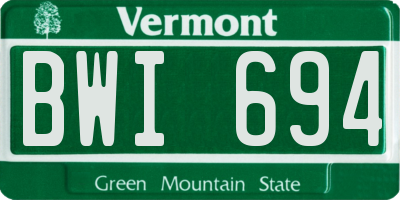 VT license plate BWI694