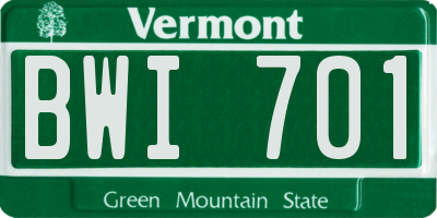 VT license plate BWI701