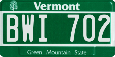 VT license plate BWI702
