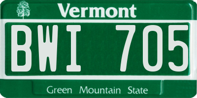 VT license plate BWI705