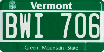 VT license plate BWI706
