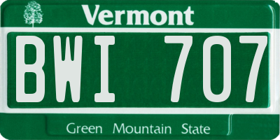 VT license plate BWI707