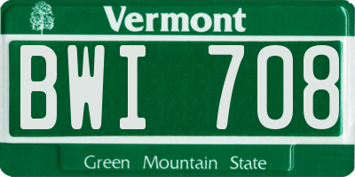 VT license plate BWI708