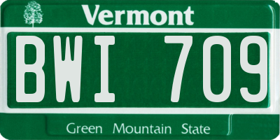 VT license plate BWI709