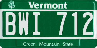 VT license plate BWI712