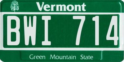 VT license plate BWI714