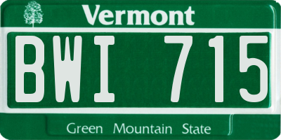 VT license plate BWI715